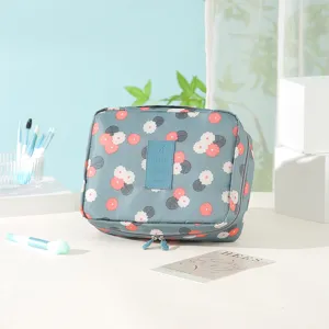 Bolsa de cosméticos de viaje multifuncional con estampado floral, estuche de maquillaje impermeable.