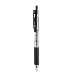 Professional black 0.5mm retractable gel pen with dual ball tip and soft rubber grip.