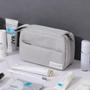 Graue Reise-Kulturbeutel, tragbare wasserdichte Kosmetiktasche Make-up Organizer.