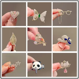 Exquisite zircon alloy brooch collection featuring multiple elegant designs for women daily wear.