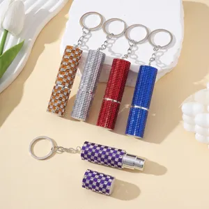 Llavero Atomizador de Perfume de Strass Portátil Frasco de Spray Recargable de Viaje de Metal de Lujo Colgante de Bolso de Cristal Regalo para Mujer