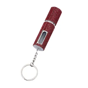 Atomizzatore di profumo ricaricabile 5ml in strass rossi con portachiavi portatile