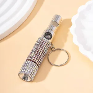 3-in-1 strassbesetzter Pfeifen-Kompass-Taschenlampen-Schlüsselanhänger für Outdoor