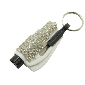 Portable 2-in-1 rhinestone car window breaker and safety hammer survival tool keychain