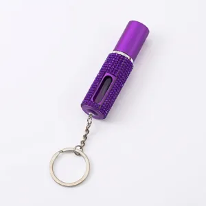 Vaporisateur de parfum rechargeable 5ml serti de strass violets avec porte-clés