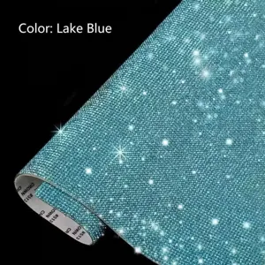 Selbstklebende Strassstein-Glitzerfolie in Seeblau für kreative DIY-Autodekoration