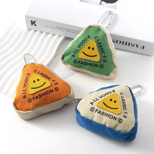 Mini Monedero Triangular Colgante de Bolsa Trendy Hip Hop Impresión de Letras Llavero Con Hebilla de Metal Para Auriculares Llaves Tarjetas