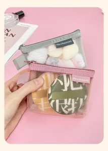 Portable mesh makeup pouch for beauty blender and cosmetic storage travel cute mini bag.