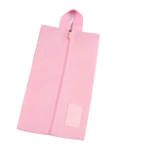 Pink travel shoe bag portable waterproof dustproof storage organizer zipper bag with handle