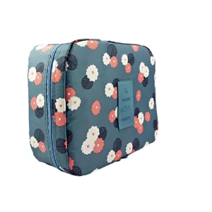Grande capacità borsa cosmetica da viaggio impermeabile portatile stampa floreale