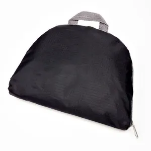 Portable folding backpack lightweight oxford cloth travel school bag black simple design casual