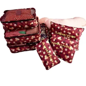 Set de 6 bolsas organizadoras de equipaje de viaje de tela oxford para guardar ropa.