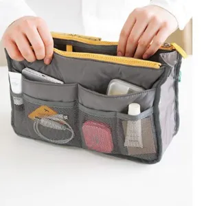 Portable multi-functional storage bag large capacity organizer travel cosmetic bag with double zippers