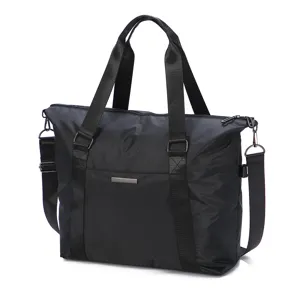 Black large capacity travel duffel bag business luggage storage bag with shoulder strap.