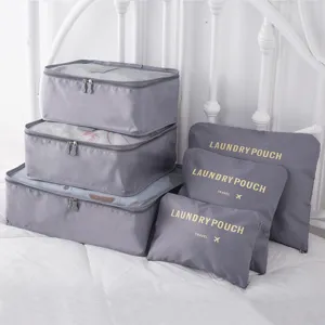 Lot de 6 cubes de rangement de voyage gris pour organiser les bagages et vêtements