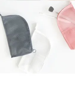 Portable travel mesh toiletry bag lightweight waterproof makeup organizer standable zipper pouch