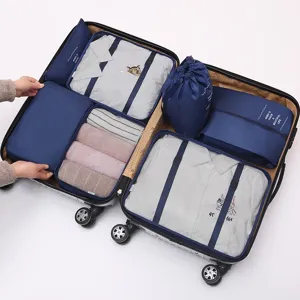 8-teiliges Reise-Packtaschen Set, wasserdichte Koffer-Organizer Taschen für Kleidung und Zubehör.