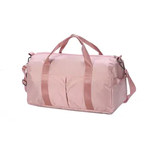 Pink large capacity travel duffel bag gym shoulder bag waterproof sports weekender bag