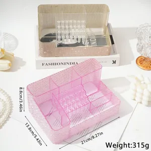 Boîte de Rangement pour Onglerie Organisateur de Bureau Multifonctionnel Avec Strass Perle Décor Trous pour Embouts