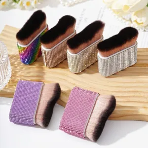 Gros Pinceau à Poudre avec Manche en Strass Poils en Nylon Souples Pinceau à Fard Portatif Outil de Maquillage pour Femmes