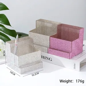 Rhinestone Acrylic Nail Drill Storage Box Exquisite Tiered Desktop Organizer For Manicure Tools And Makeup Brushes