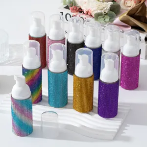 Bouteille de Mousse Nettoyante en Strass Portable Voyage Vide Rechargeable Bouteille Moussante Pour Cosmétique Liquide Nettoyant Visage Accessoire Étincelant