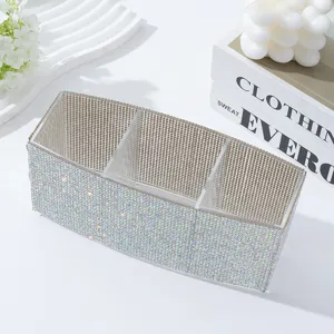 Luxus Make-up Organizer mit Strasssteinen und 3 Fächern für elegante Aufbewahrung