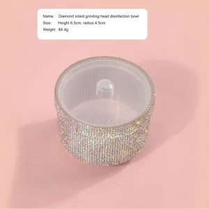 Ciotola per disinfezione strumenti unghie con strass, coperchio e dimensioni