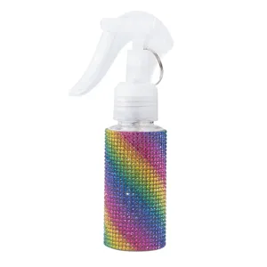 Tragbare PET-Feinnebel-Sprühflasche mit schillernder Regenbogen-Strass-Dekoration