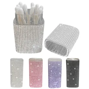Portable Rhinestone Mini Storage Box Plastic Travel Organizer For Cotton Swab Bandage Small Items Luxurious Glitter Box