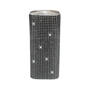 Bling rhinestone portable cotton swab storage box for travel and personal organizers