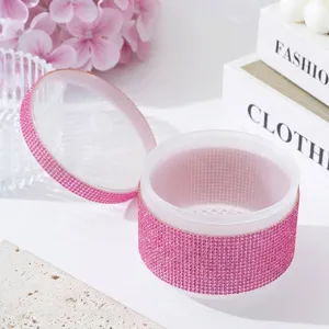 Bocal de stérilisation de luxe pour outils de manucure en strass roses étincelants