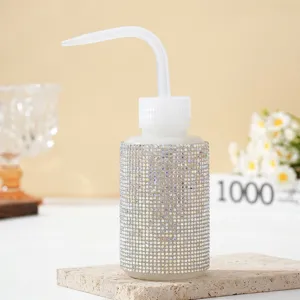 150ml rhinestone eyelash cleaning squeeze bottle with curved nozzle for salon use