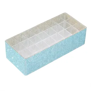 Funkelnder blauer Strass 27-Gitter Acryl Lippenstift-Organizer und Make-up-Halter