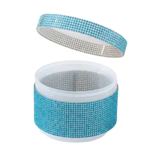 Bol de désinfection pour outils à ongles orné de strass bleus avec couvercle inclus