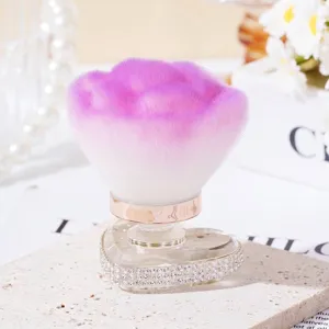 Luxury heart-shaped rhinestone makeup brush for loose powder and nail dust removal.