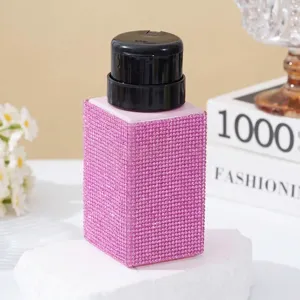 Flacon à pression orné de strass roses pour dissolvant à ongles