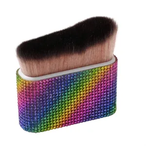 Grand pinceau à poudre professionnel avec manche en strass colorés et poils doux
