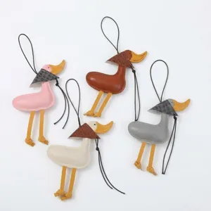 Creative Little Duck Leather Bag Charm Handmade Cartoon Artificial Leather Yellow Duckling Keychain Decoration Accessories