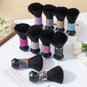 Professional Barber Neck Duster Brush Soft Bristles Hair Cleaning Tool Rhinestone Handle Neck Hair Remover For Salon Stylist Home