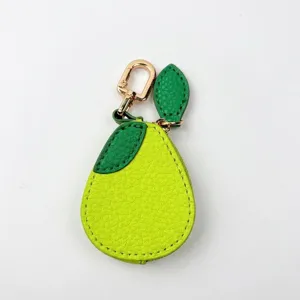 Cute pear-shaped green PU leather coin purse and mini earphone case with gold metal clasp