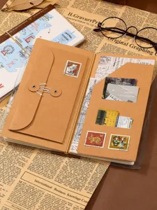 Vintage Reise TN Leder Notizbuch Set mit Retro Karten und Tickets Detailansicht.