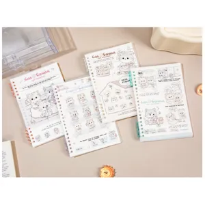 A5 B5 Refillable Loose-Leaf Notebook Cute Cat Design Lined Student Classroom Journal