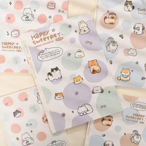 Schattig Cartoon Dier Stippenpatroon Studenten Notitieboekje Minimalistisch Gelijmde Binding Schrijfblok Kantoor Kantoorartikelen