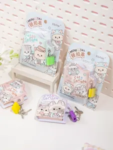 Leuke mini katten dagboek notitieboekje met slot en sleutel voor kinderen en scholieren.