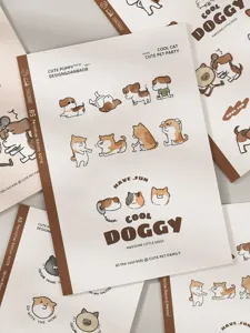 Grupo de cuadernos ilustrados con perros lindos en tamaños B5 y A5 estilo ins