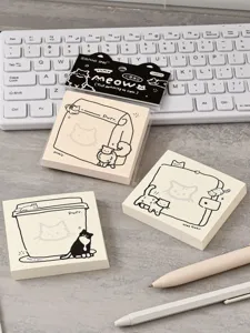 Primo piano dettaglio di note adesive carine tema gatto stile coreano 100 fogli decorazione
