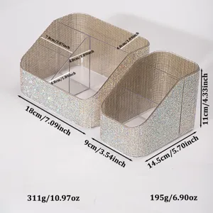 Detailed dimensions and weight of rhinestone makeup brush organizers