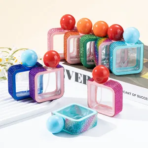 Portable Square Spray Bottle With Rhinestone Decoration And Ball Cap Empty Refillable Atomizer For Perfume Alcohol Cosmetic Water