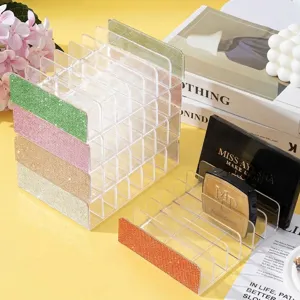 Organizzatore Per Palette Di Ombretti In Acrilico Trasparente Con Strass Colorati Sette Scomparti Scaffale Per Il Trucco Da Scrivania